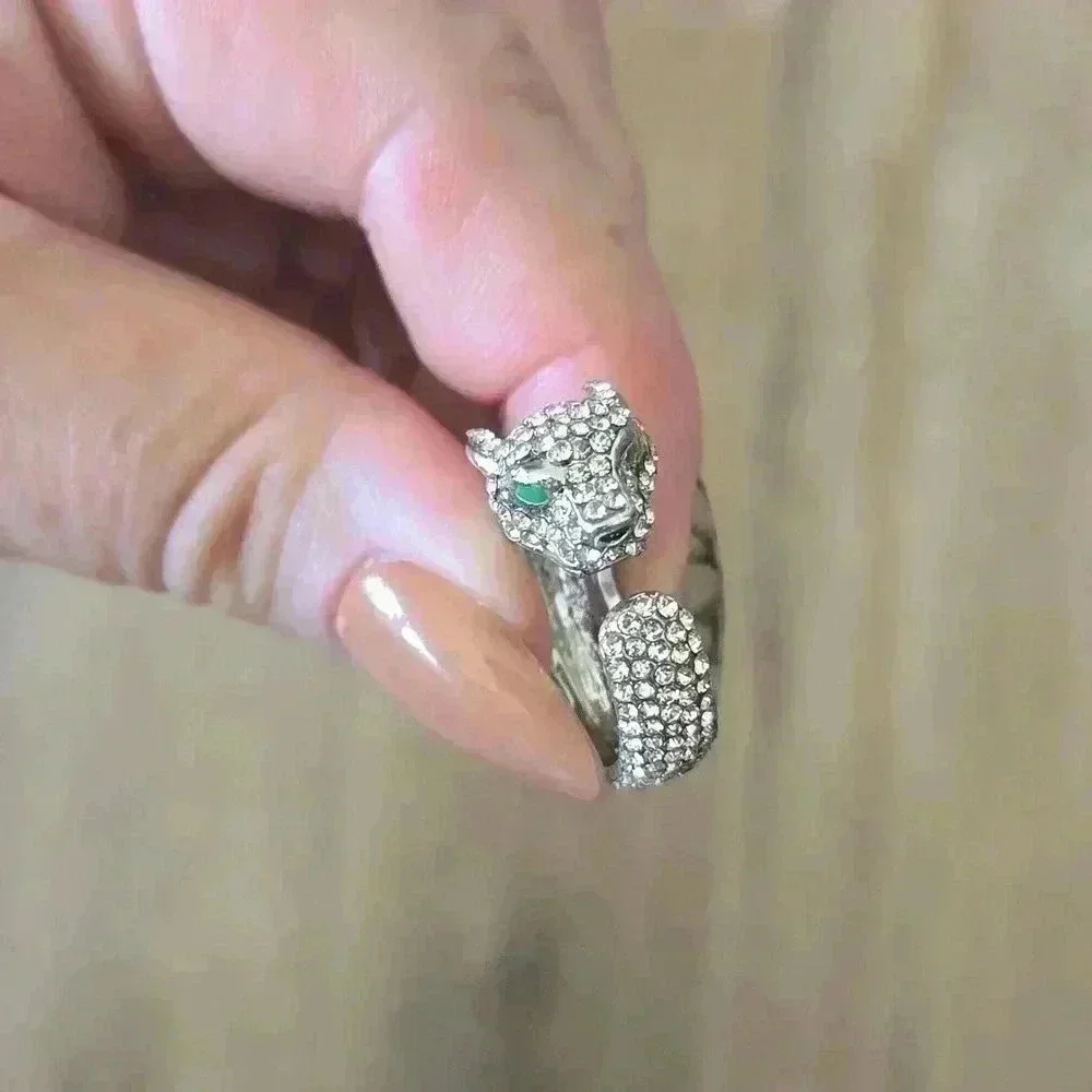 Silver Rose Gold Panther Resizable Adjustable Animal Tiger Ring New